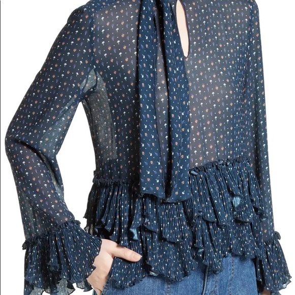 See by Chloe Tie Neck Ruffle Hem Blouse - Picture 4 of 6